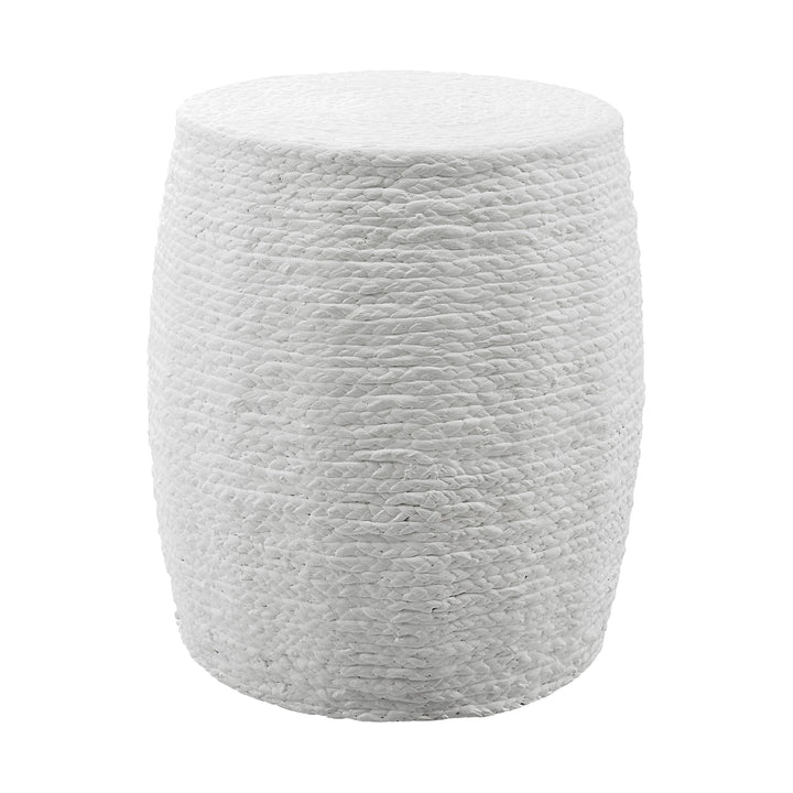 ISLAND PALM BRAIDED ACCENT STOOL: WHITE