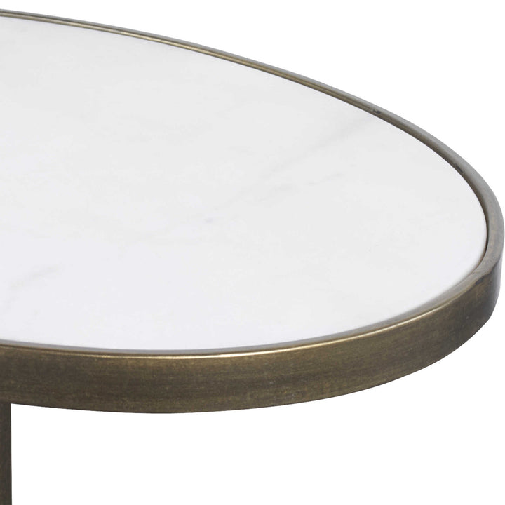 JESSIE ANTIQUE GOLD MARBLE TOP OVAL SIDE TABLE