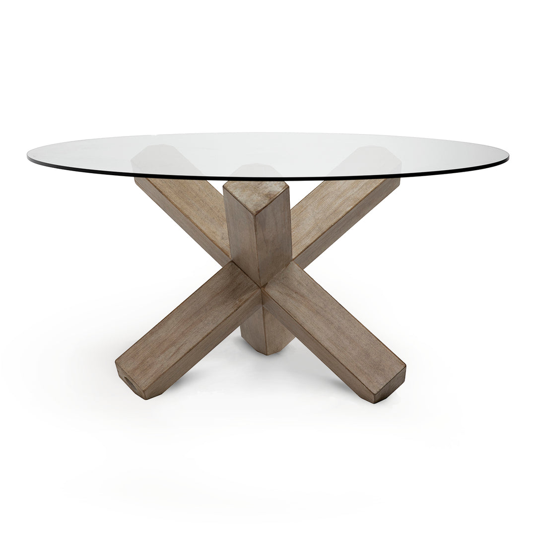 JUDY 60" ROUND GLASS TOP DINING TABLE