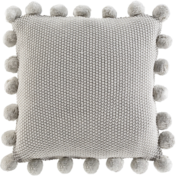 KNITTED COTTON POM PILLOW