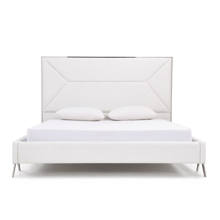 LEXI WHITE LEATHERETTE PLATFORM BED