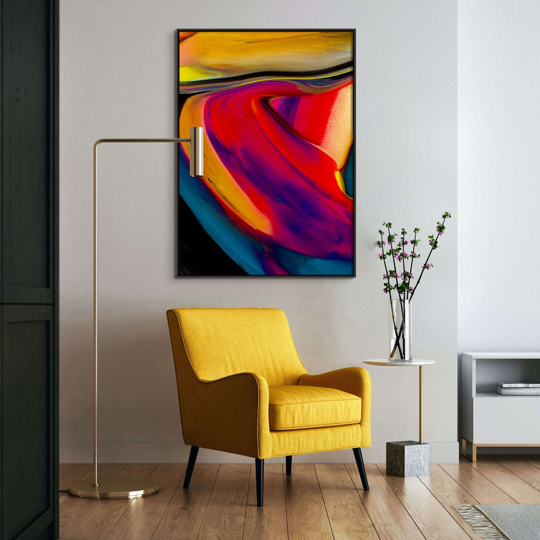 "MOVEMENT IN RED 9114" GLASS COAT CANVAS ART