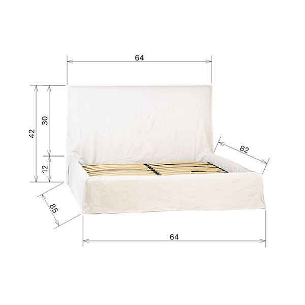 NATURAL WHITE LINEN SLIPCOVER BED