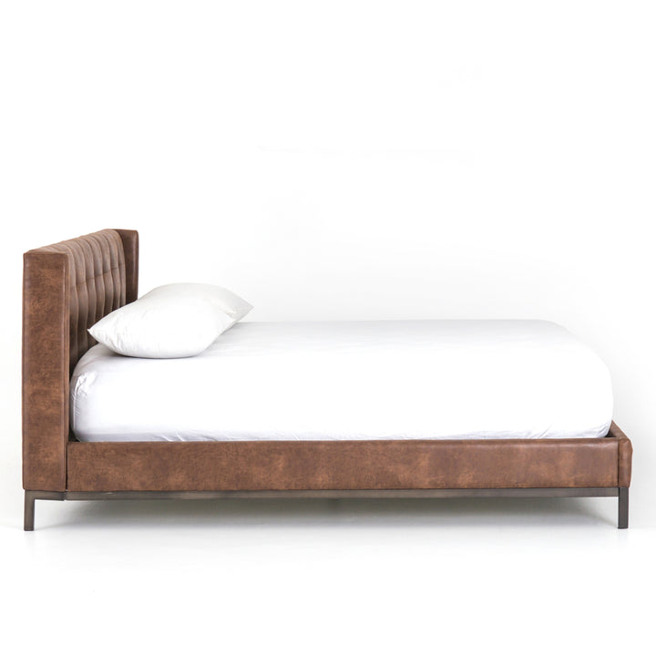 NEWHALL VINTAGE TOBACCO LEATHERETTE BED