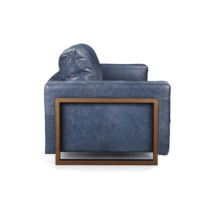 Modern Blue Leather Sofa