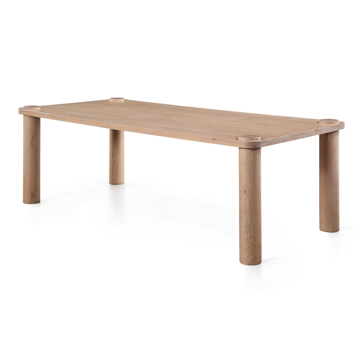 NORDIC WHITE OAK POST DINING TABLE
