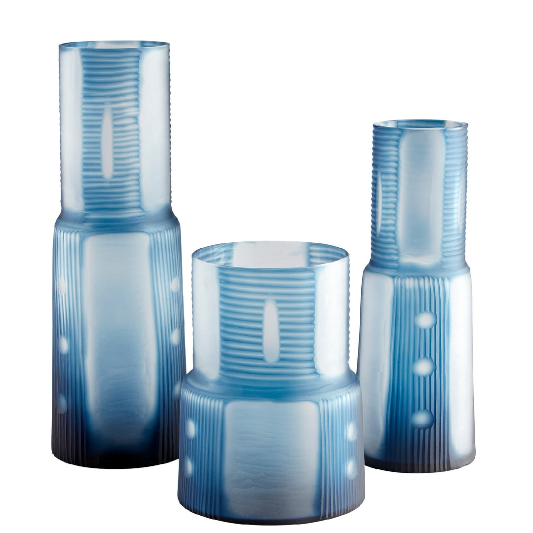 OLMSTED BLUE GLASS VASES