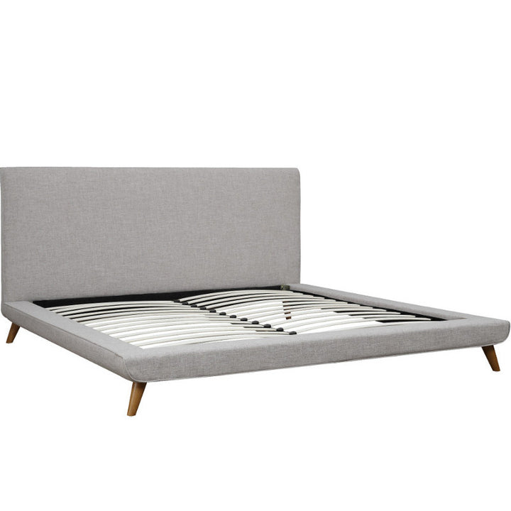 OWEN MID-CENTURY PLATFORM BED: BEIGE/GRAY