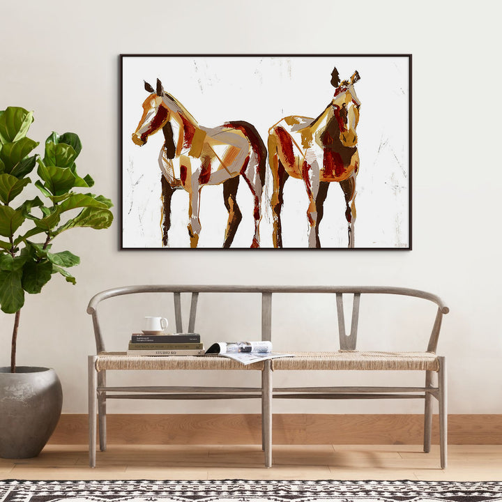 "PAINTED HORSES I" CANVAS ART
