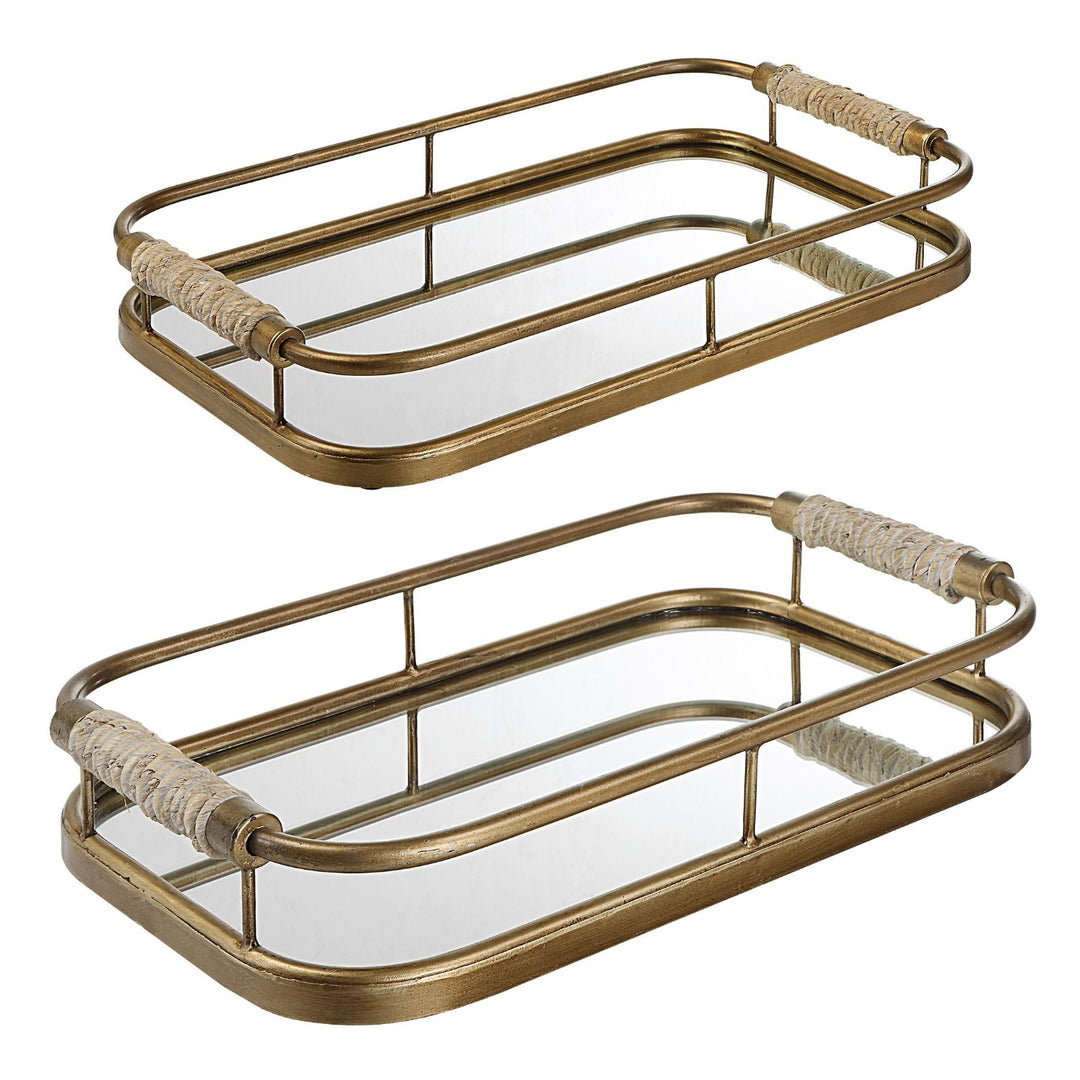 PALM SPRINGS RETRO MIRRORED SERVING TRAYS | SET OF 2