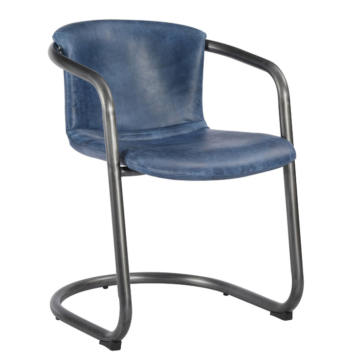 REVOLVE VINTAGE LEATHER DINING CHAIR: BLUE | SET OF 2