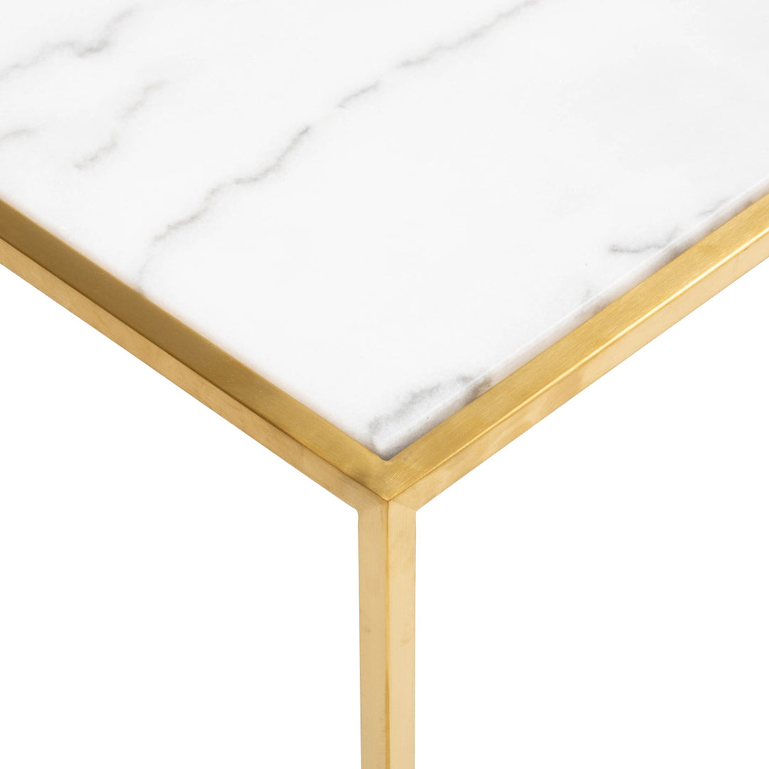 PRANA WHITE MARBLE + GOLD SQUARE COFFEE TABLE