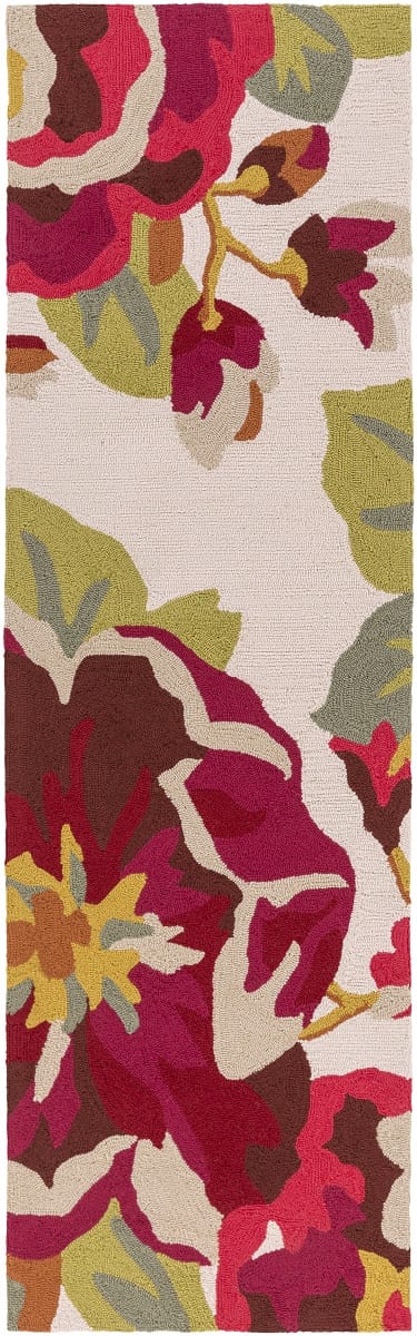 IN BLOOM OUTDOOR RUG: GARNET, IVORY