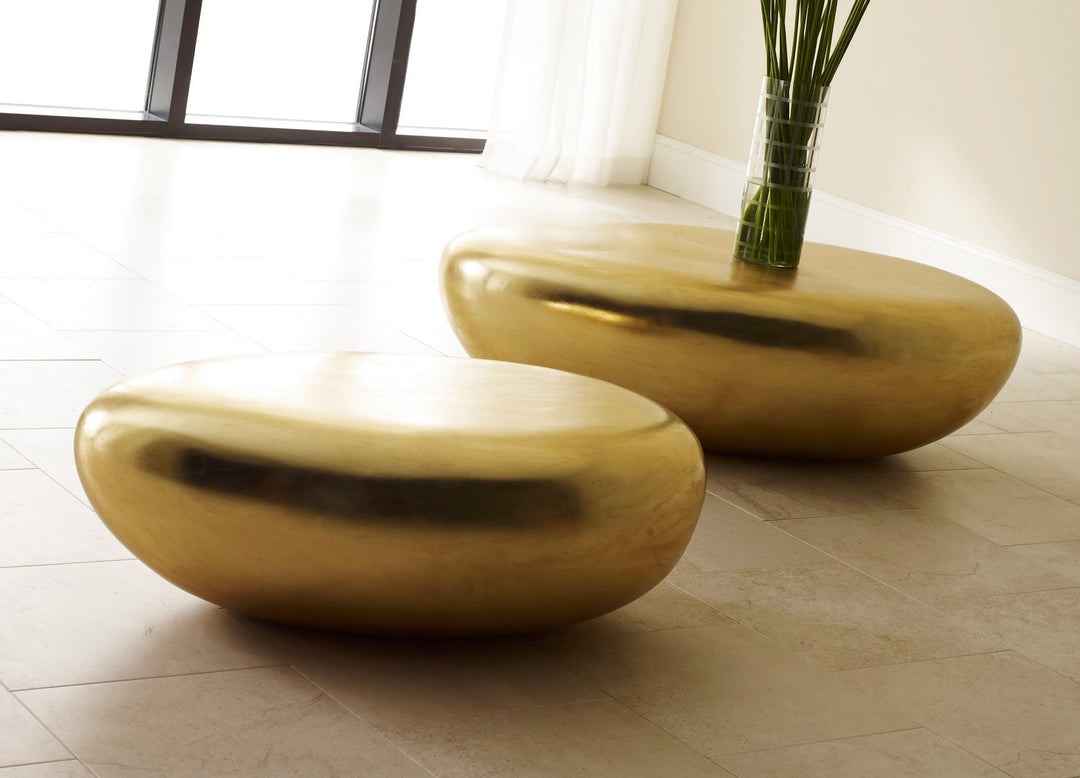 RIVER STONE COFFEE TABLE: GOLD LEAF