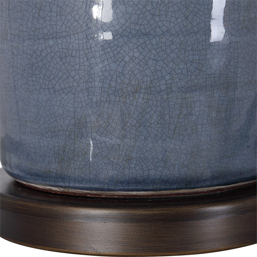 RONA DISTRESSED SLATE BLUE CERAMIC TABLE LAMP