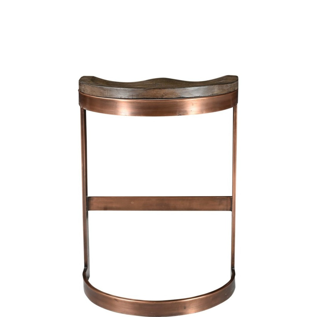SADDLE WOOD + COPPER COUNTER STOOL