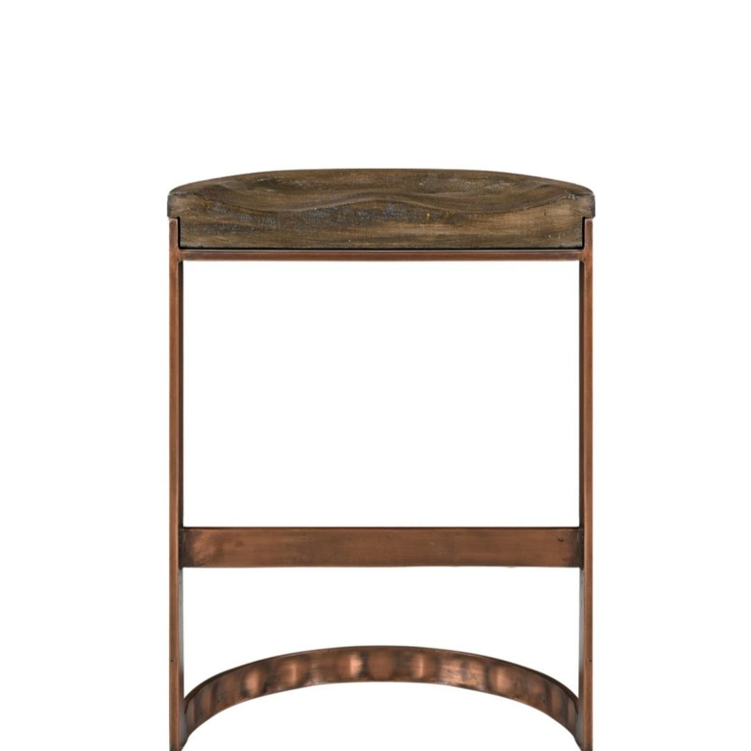 SADDLE WOOD + COPPER COUNTER STOOL