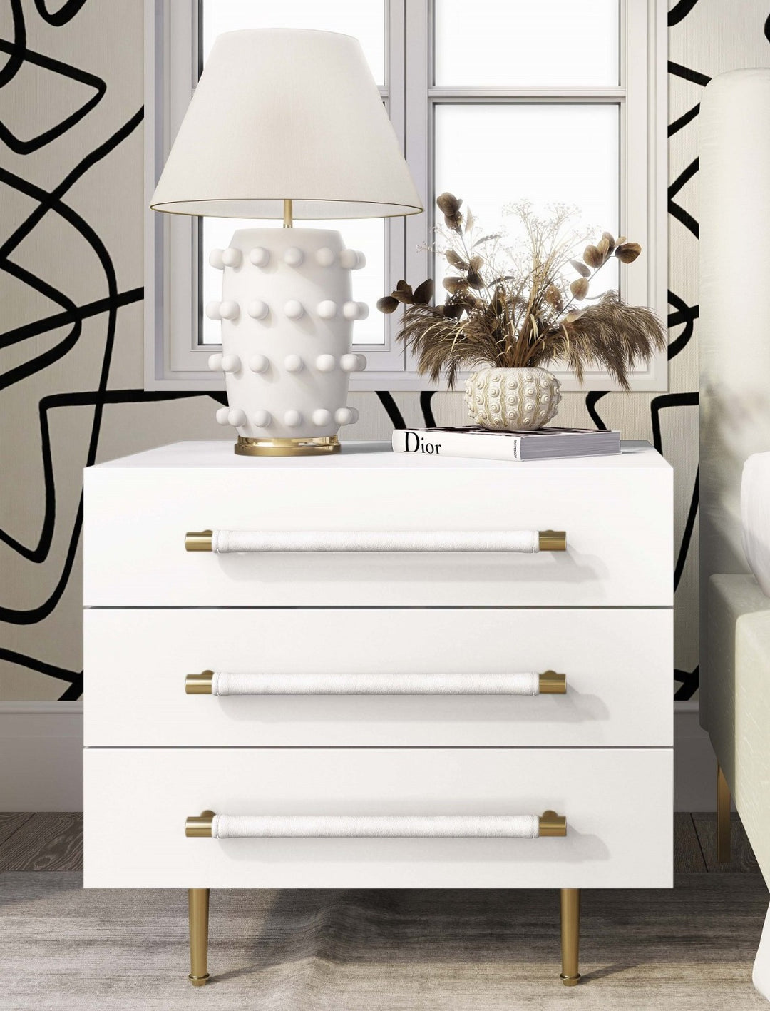 STRIDE WHITE LACQUER NIGHTSTAND