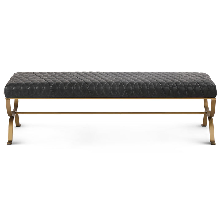 TEATRO ANTIQUE BLACK QUILTED LEATHER BENCH