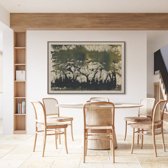 "THROUGH THE JUNGLE" GLASS FRAMED NATURAL CANVAS ART