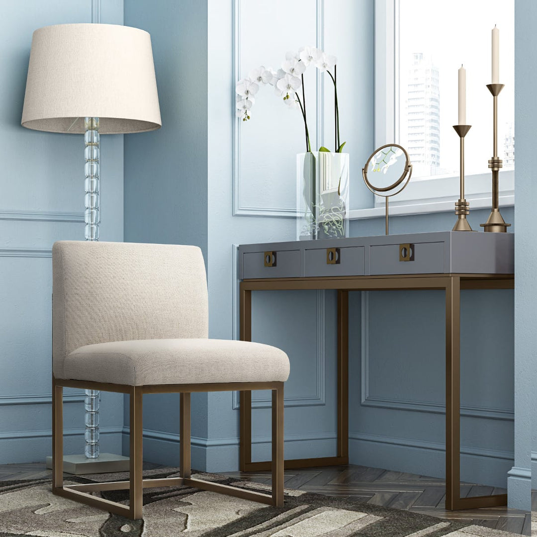 GLAM BRASS + LINEN DINING CHAIR