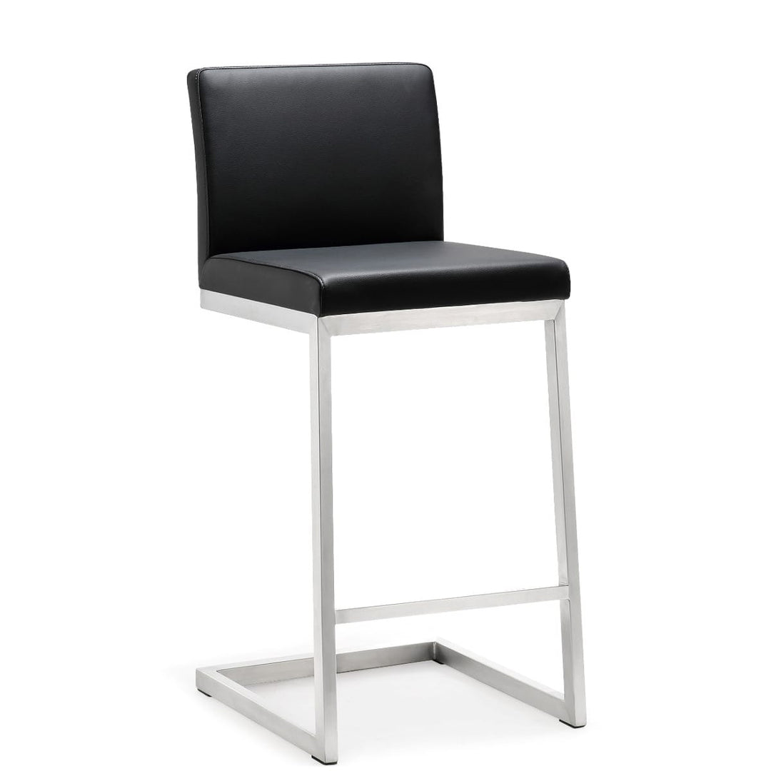PARMA COUNTER STOOL: BLACK/STAINLESS | SET OF 2