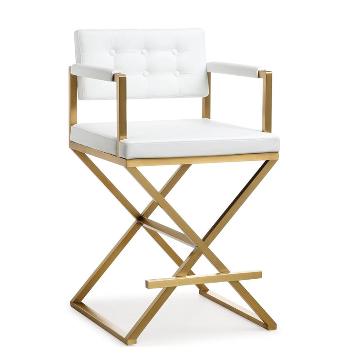 DIRECTOR COUNTER STOOL: WHITE | GOLD