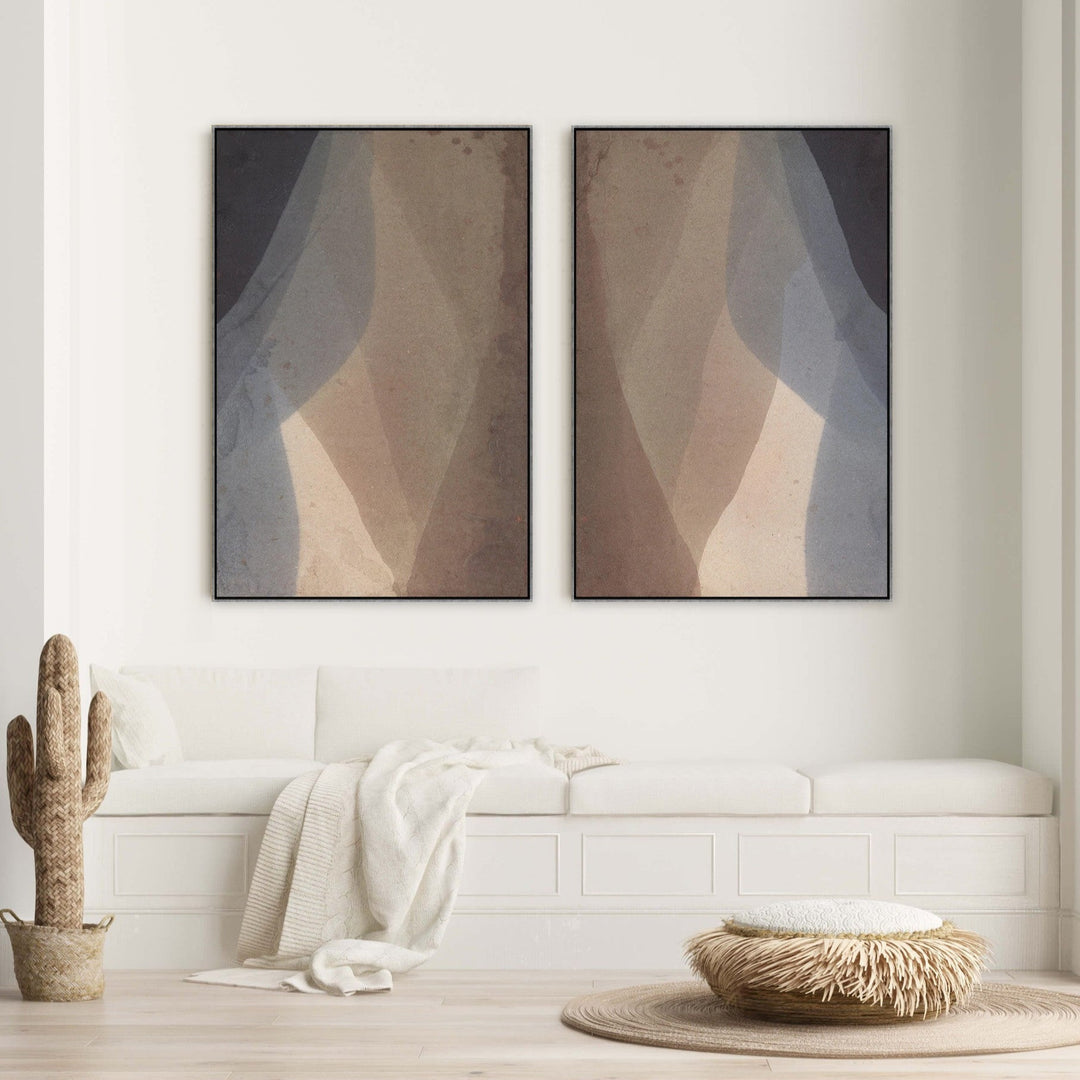 "TRANSLUCENT VERTICAL LAYERS" CANVAS ART DIPTYCH