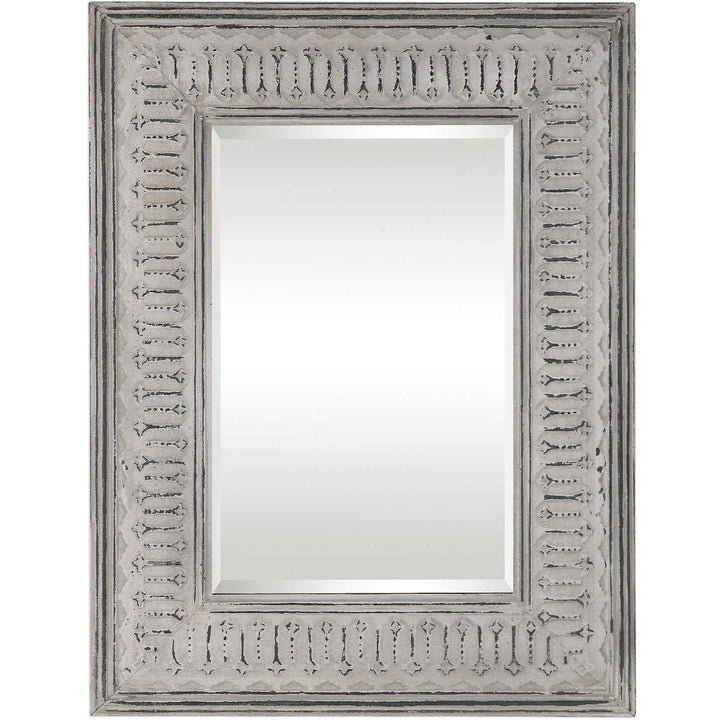 COZETTE AGED WHITE EMBOSSED MIRROR