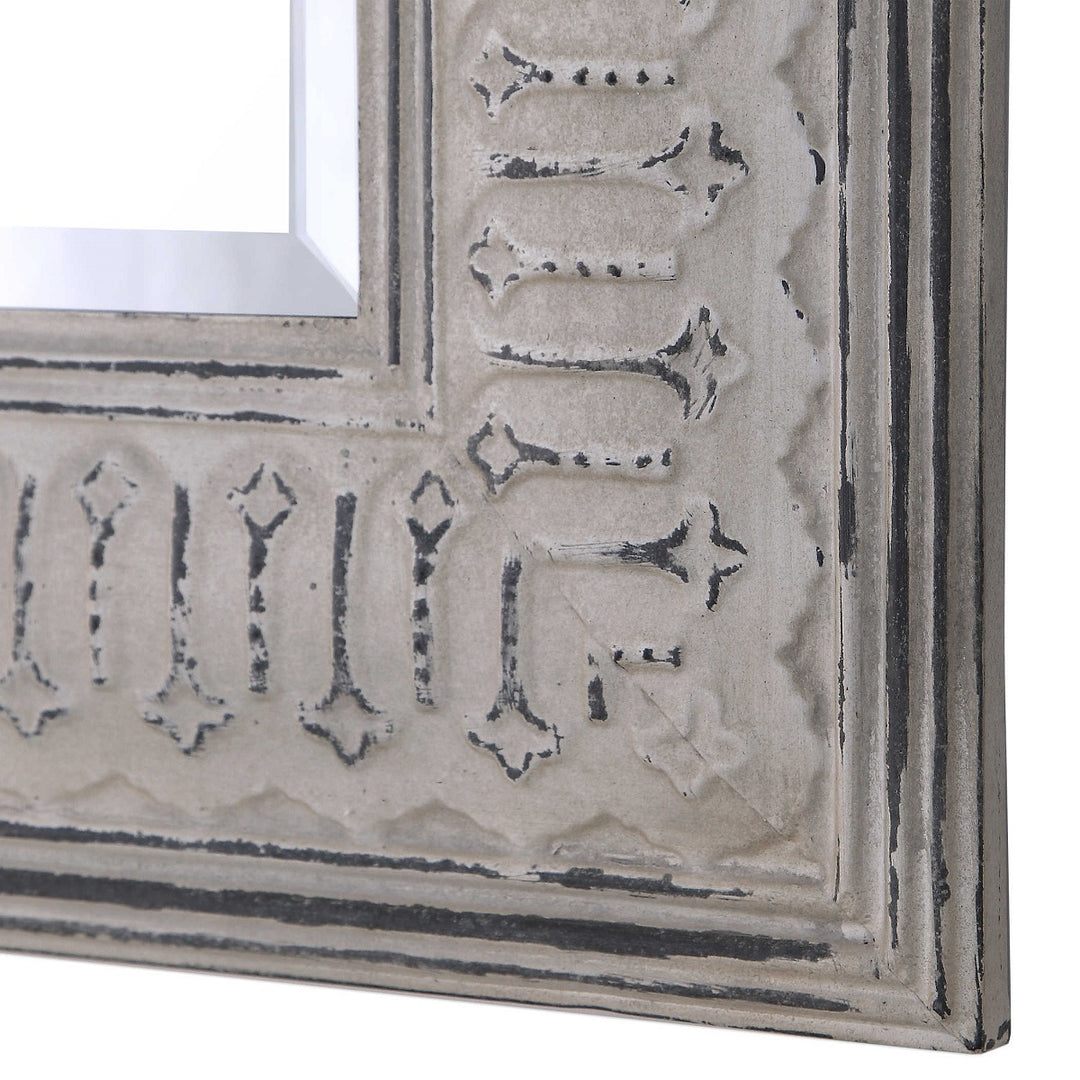 COZETTE AGED WHITE EMBOSSED MIRROR