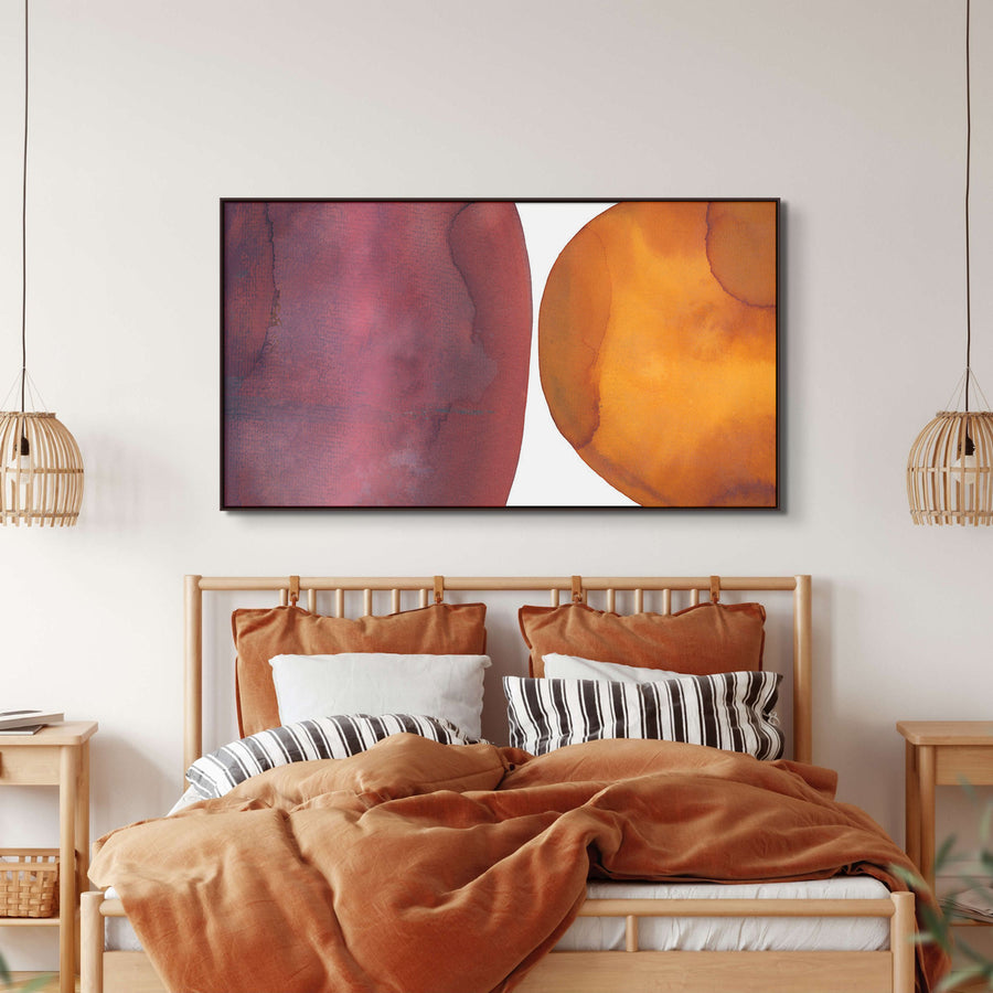 "VIOLET AND CORAL SHAPES" CANVAS ART